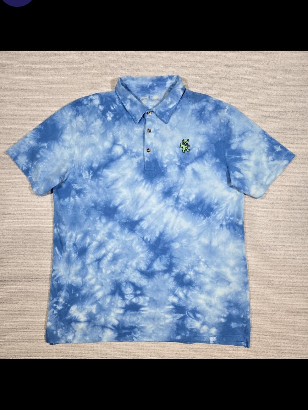 Grateful Dead x Section 119 Tie Dye Polo Shirt Mens L Blue Embroidered Bear